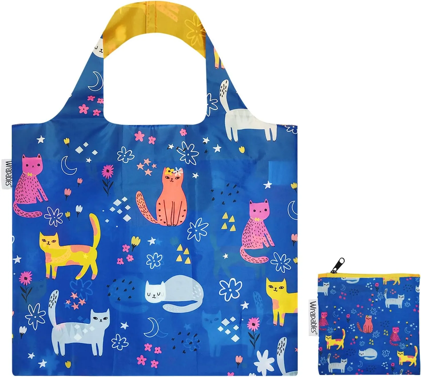 Wrapables Large Reusable Shopping Tote Bag with Outer Pouch