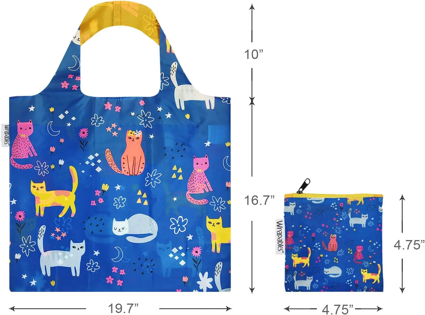 Wrapables Large Reusable Shopping Tote Bag with Outer Pouch