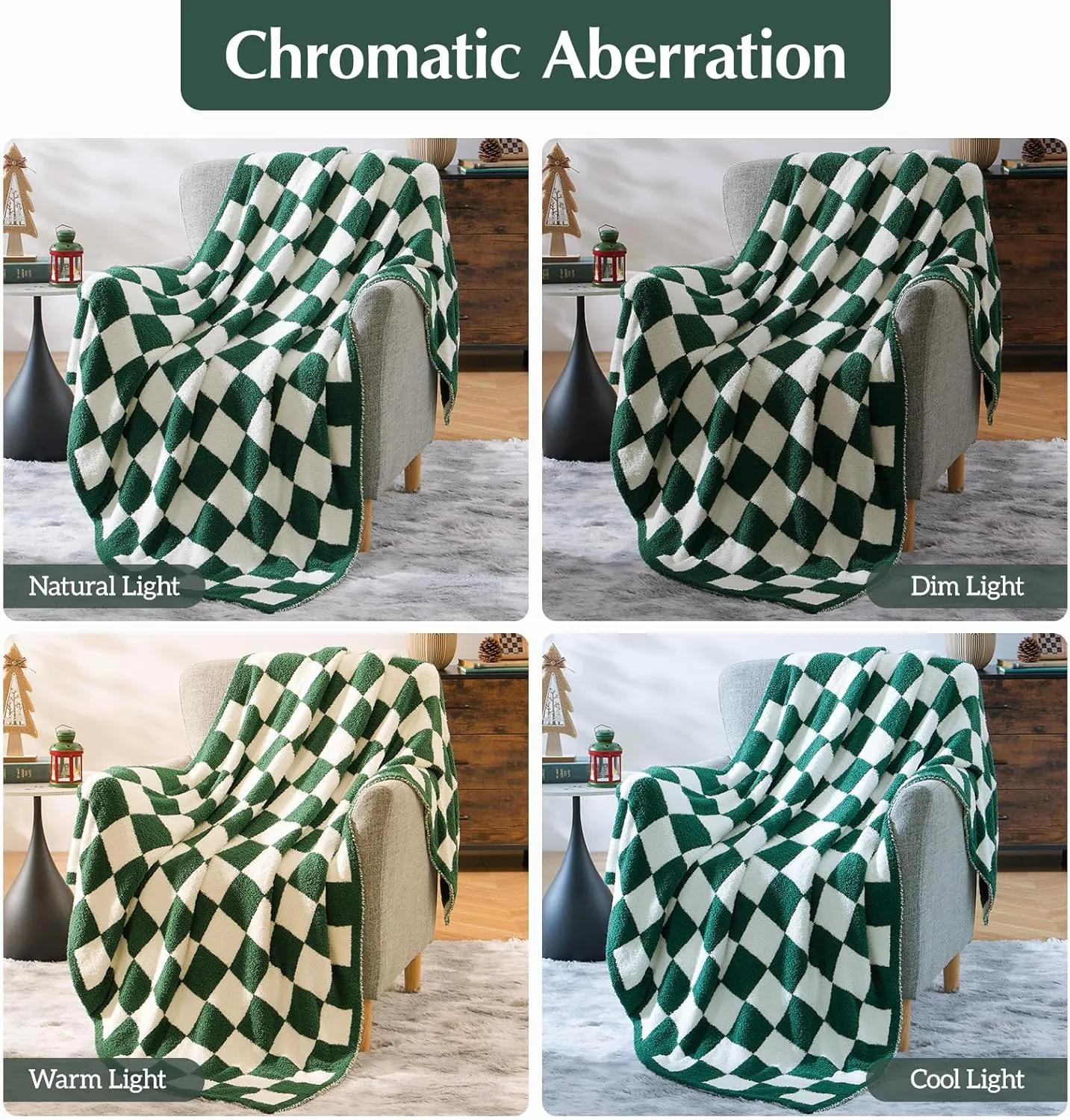 WRENSONGE Checkered Throw Blanket, Avocado Green Soft Cozy Fluffy Warm Hand Made Throw Blankets for Couch, Sofa, Chair, Bed, Camping, Picnic, Travel Lightweight Bed Blanket - 50"*70"