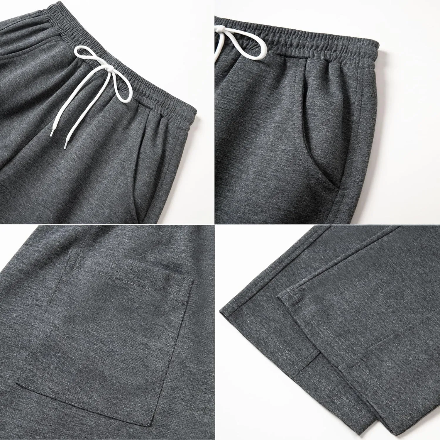 WZIKAI Men's Baggy Sweatpants Elastic Waist Drawstring Wide Leg Sweatpants Casual Loose Baggy Joggers with Pockets