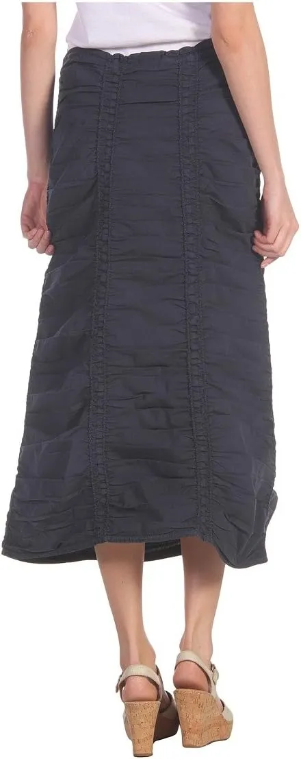 XCVI Stretch Poplin Double Shirred Panel Skirt