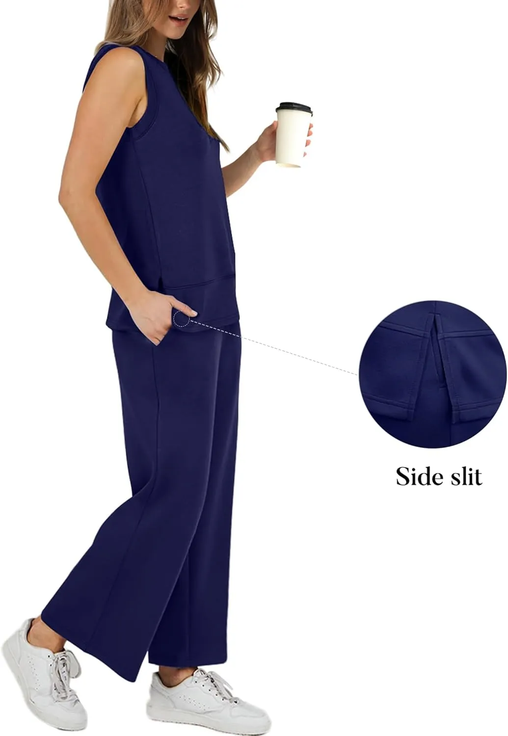 XIEERDUO Women's 2 Piece Outfits Summer Travel Tracksuit Loose Wide Leg Loungewear Comfy Lounge Sets S-3XL