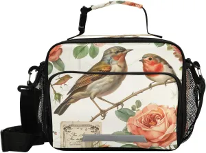 xigua Vintage Parisian Pattern Insulated Lunch Bag, Reusable Lunch Box Leakproof Tote Bag Cooler Bag with Adjustable Shoulder Strap, Lunch Container for Work, Picnic