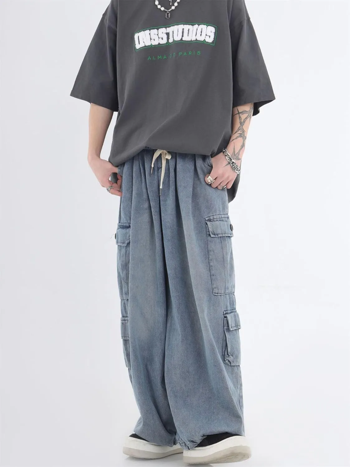 Y2K Baggy Jeans Women Fairycore Cargo Pants Grunge Emo Denim Clothing Patchwork Aesthetic Sweatpants Alt Clothes