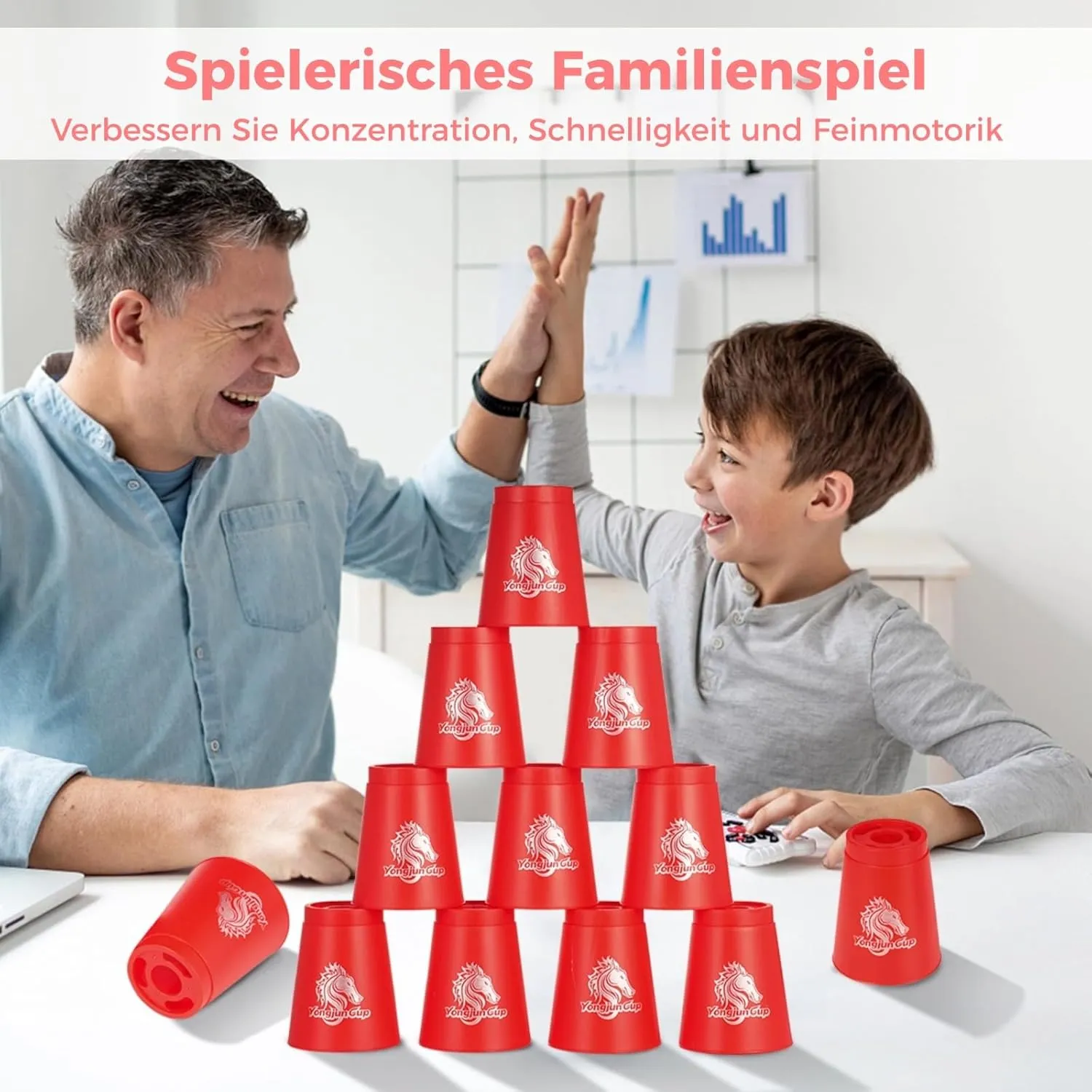 yeesport 24 Pcs Sport Stacking Cups, Speed Training Game for Challenge Competition, Plastic Stacking Cups, Classic Family Game for Kids and Adults, Blue Red