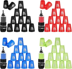 yeesport 48 Pcs Sport Stacking Cups, Speed Training Game for Challenge Competition, Plastic Stacking Cups, Classic Family Game for Kids and Adults, Red Blue Green Black