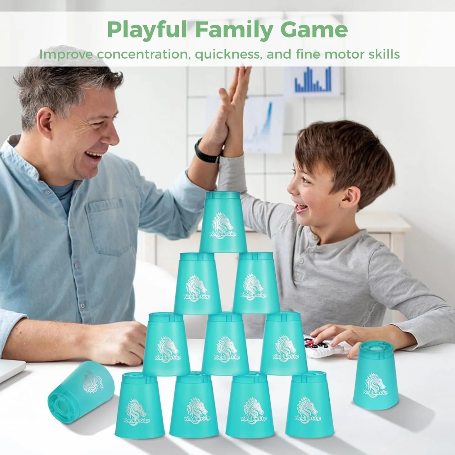 yeesport 48 PCS Sport Stacking Cups, Speed Training Game for Challenge Competition, Plastic Stacking Cups, Classic Family Game for Youth and Adults, Red Blue Green Orange