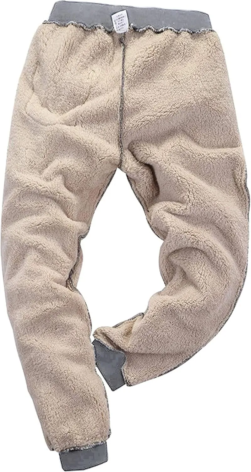 Yeokou Mens Winter Warm Sherpa Lined Active Thermal Jogger Fleece Sweatpants Pant