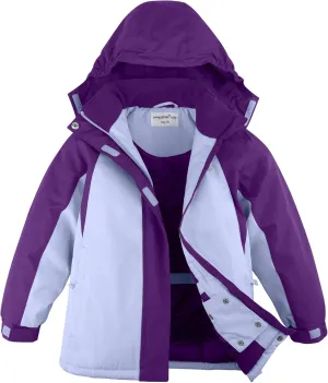 YINGJIELIDE Girl's Waterproof Ski Jacket,Kids Outdoor Snowboarding windproof Jacket,Fleece Lined Hooded,Warm Winter Snow Coat