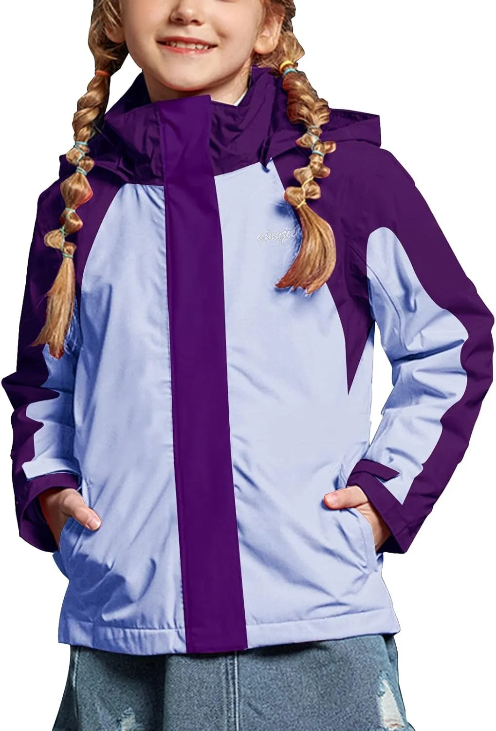 YINGJIELIDE Girl's Waterproof Ski Jacket,Kids Outdoor Snowboarding windproof Jacket,Fleece Lined Hooded,Warm Winter Snow Coat