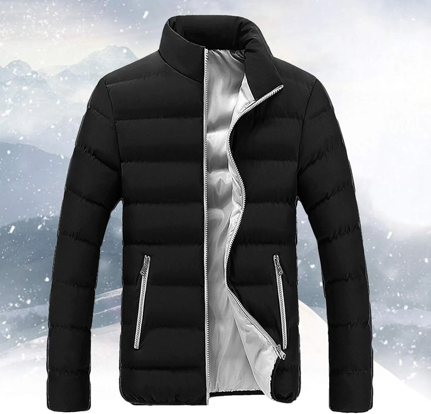 Ymosrh Men's Big and Tall Jackets Lightweight Packable Down Alternative Jacket Puffer Winter Coat Jacket, M-6XL