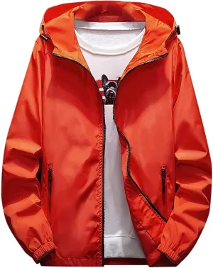 Ymosrh Men's Lightweight Rain Jacket Waterproof Windbreaker Jacket Hooded Raincoat Jacket, M-7XL
