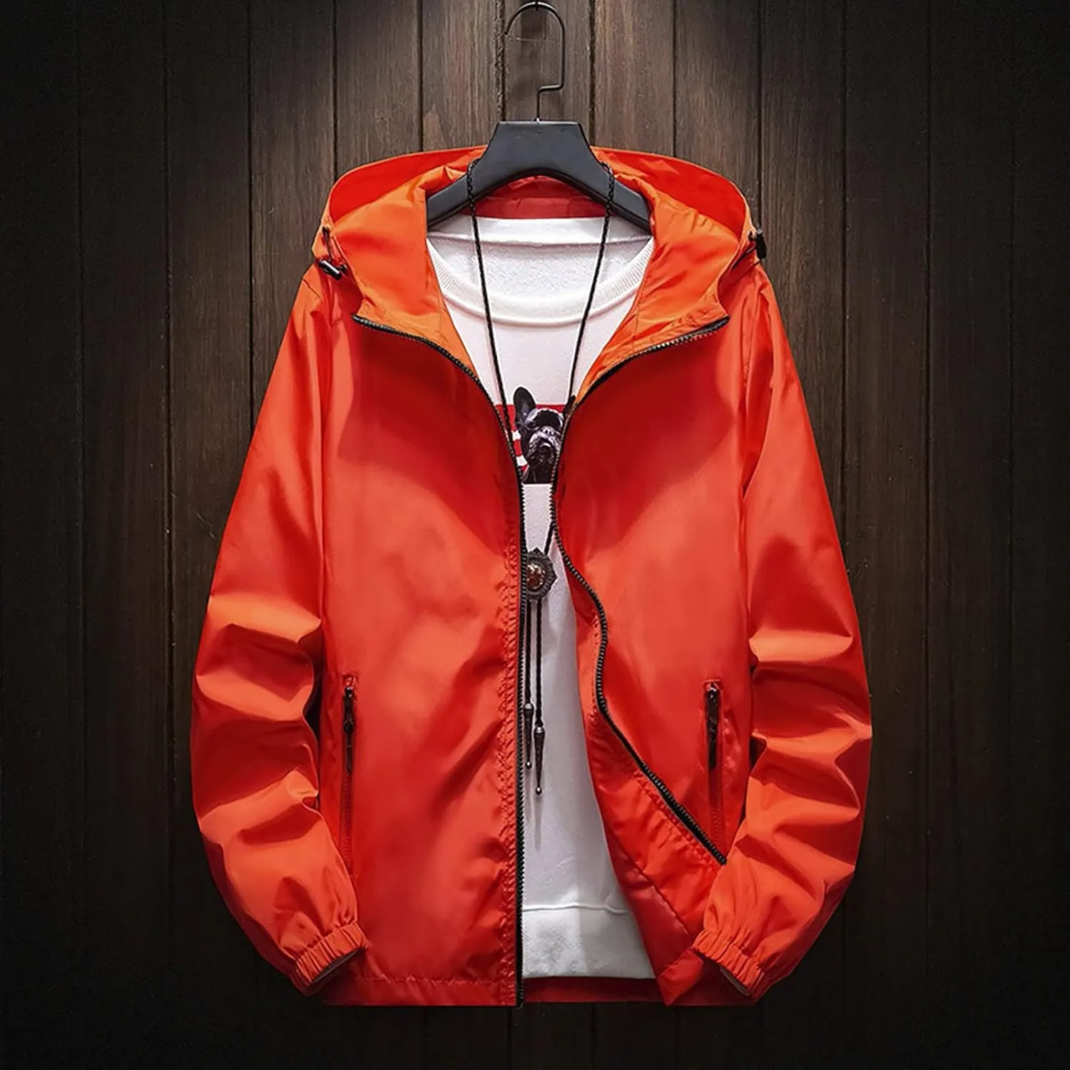Ymosrh Men's Lightweight Rain Jacket Waterproof Windbreaker Jacket Hooded Raincoat Jacket, M-7XL
