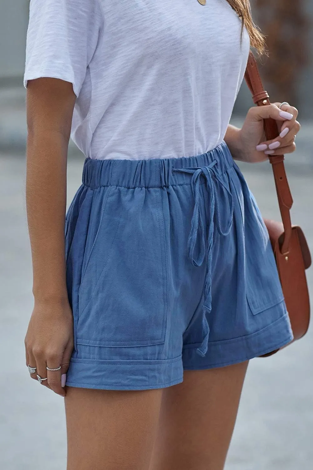 YOCUR Womens Lightweight Shorts Casual Baggy Trendy Short Pants Elastic Waist Drawstring Comfy Shorts
