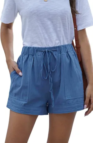 YOCUR Womens Lightweight Shorts Casual Baggy Trendy Short Pants Elastic Waist Drawstring Comfy Shorts