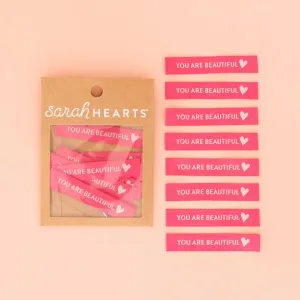 You Are Beautiful - Sewing Woven Clothing Label Tags by Sarah Hearts, Set of 8
