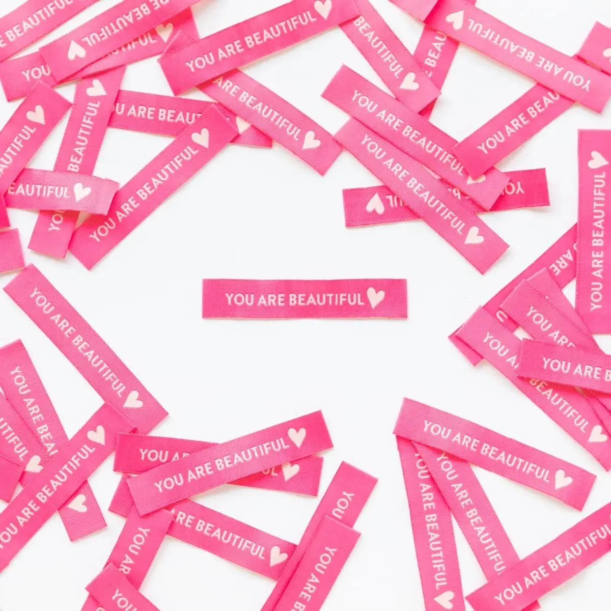 You Are Beautiful - Sewing Woven Clothing Label Tags by Sarah Hearts, Set of 8