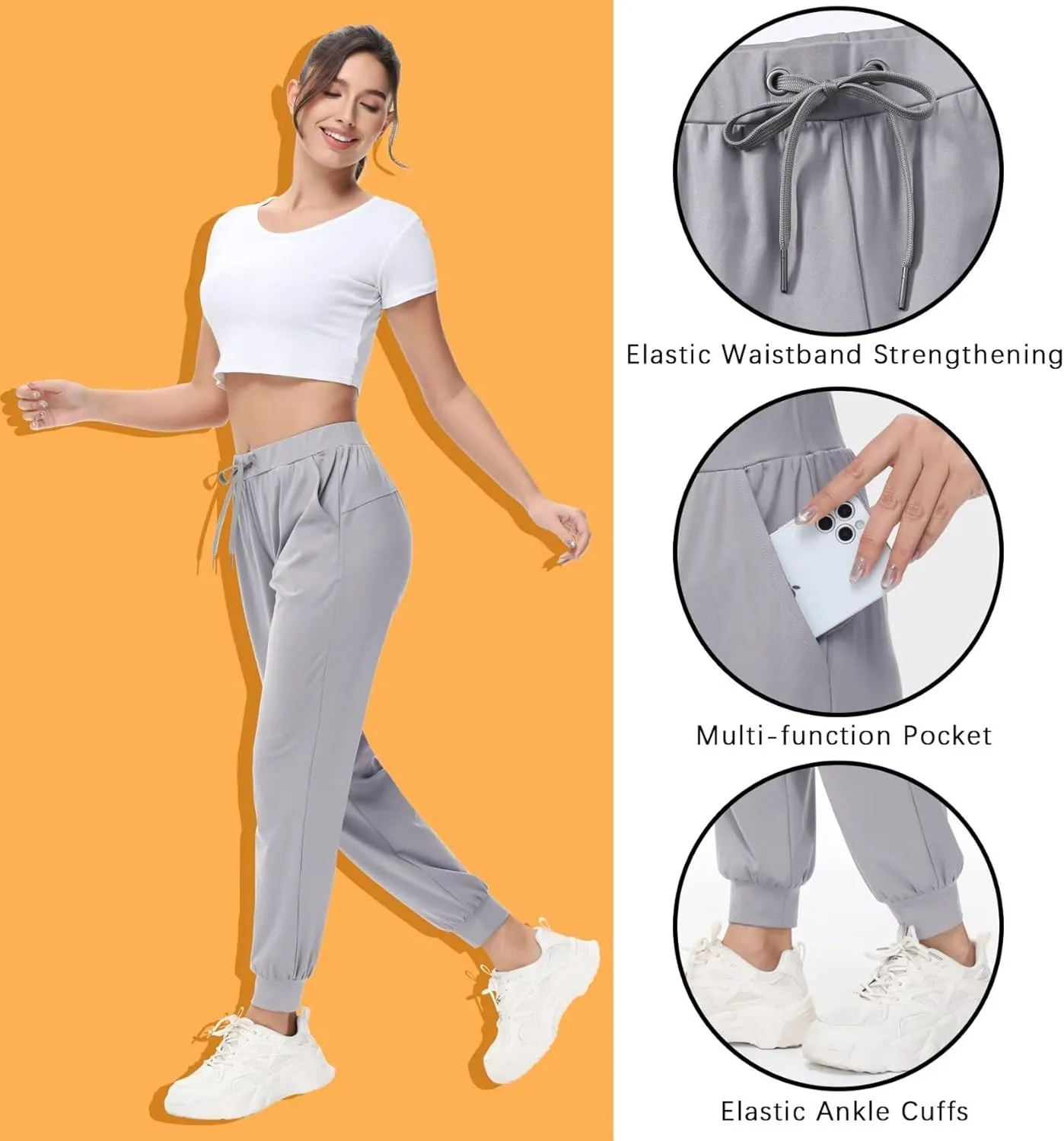 Yundobop Women's Joggers Pants Running Sweatpants with Pockets Drawstring Athletic Tapered Pants for Lounge,Yoga