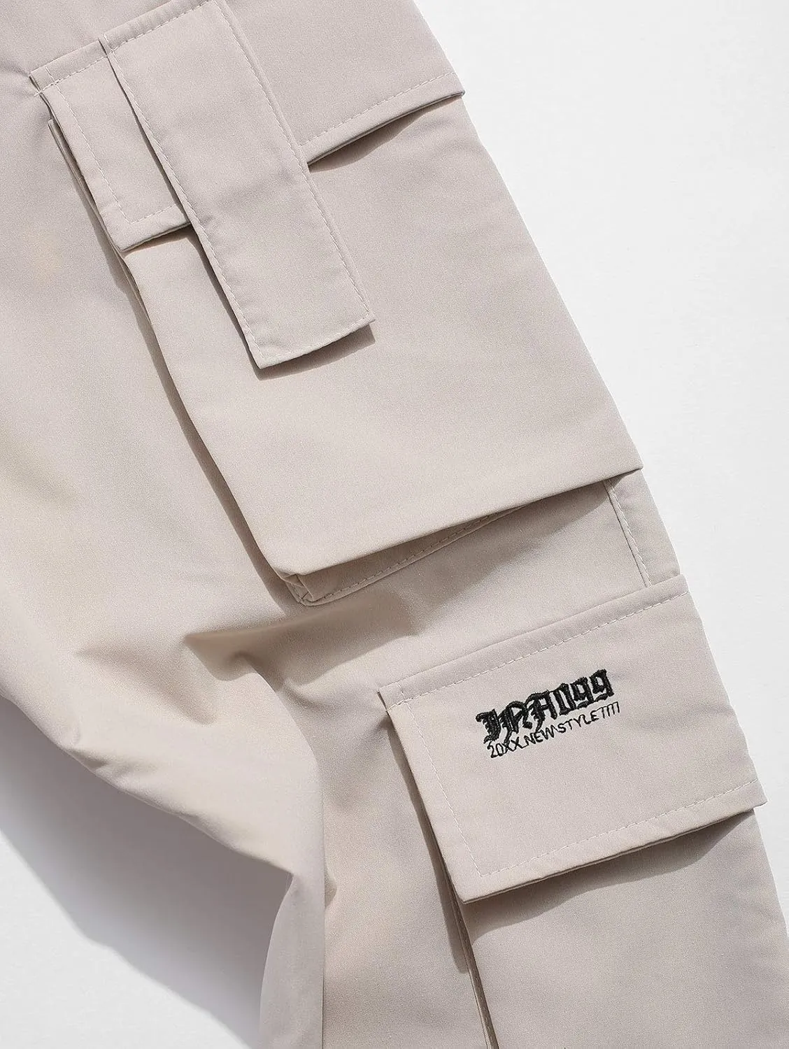 ZAFUL Men's Side Multi Flap Pockets Mid Waist Drawstring Cargo Jogger Pants Beam Feet Pants