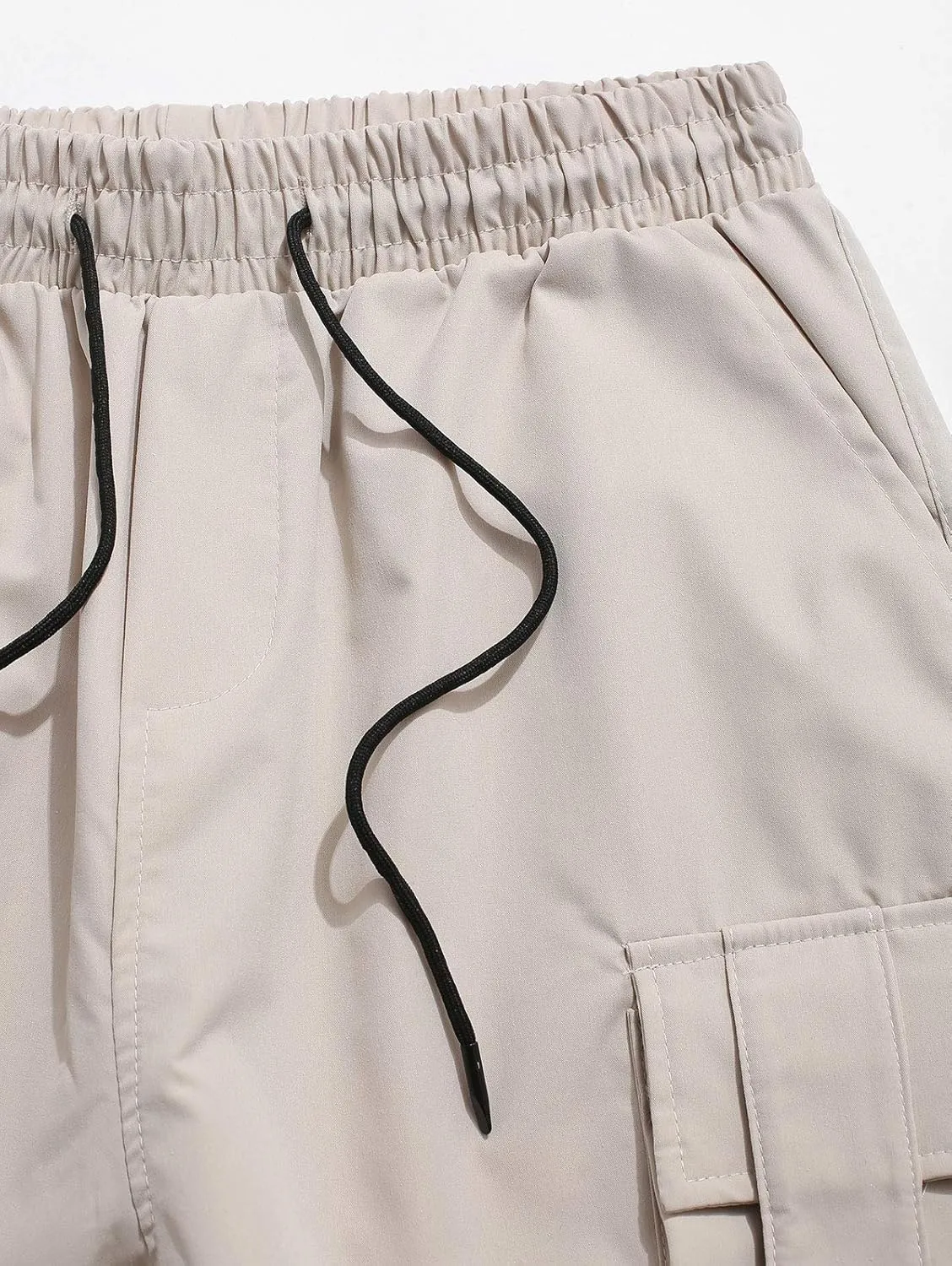 ZAFUL Men's Side Multi Flap Pockets Mid Waist Drawstring Cargo Jogger Pants Beam Feet Pants