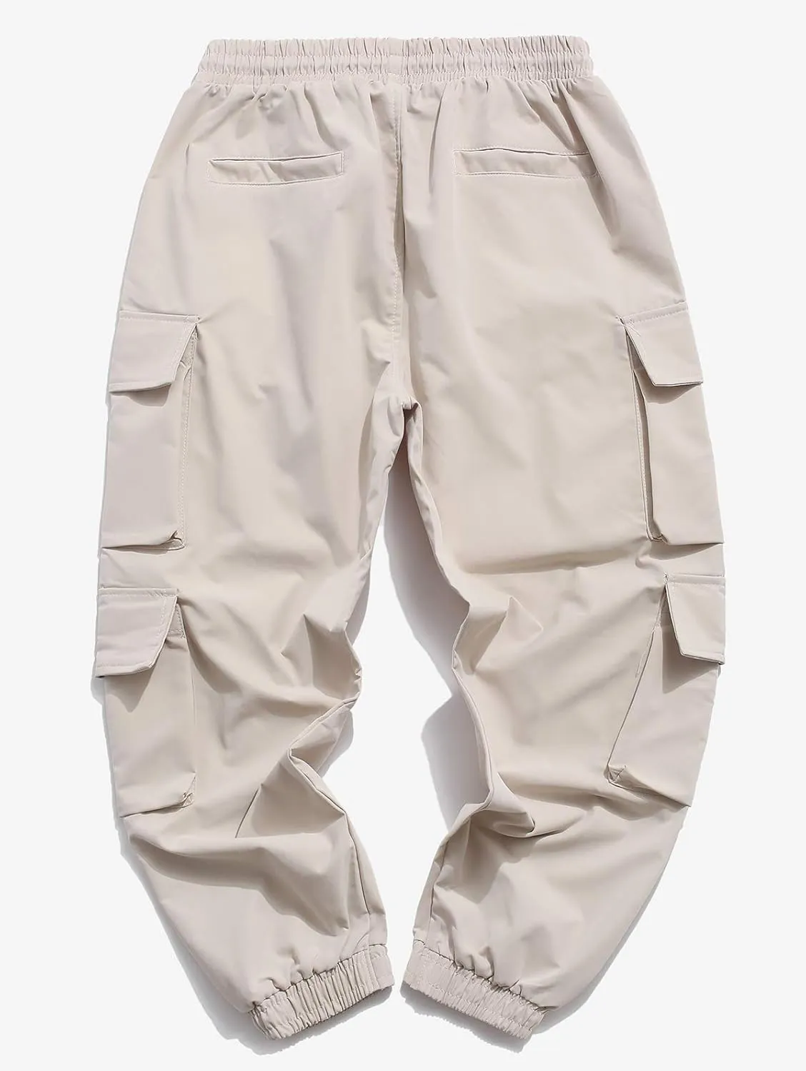 ZAFUL Men's Side Multi Flap Pockets Mid Waist Drawstring Cargo Jogger Pants Beam Feet Pants