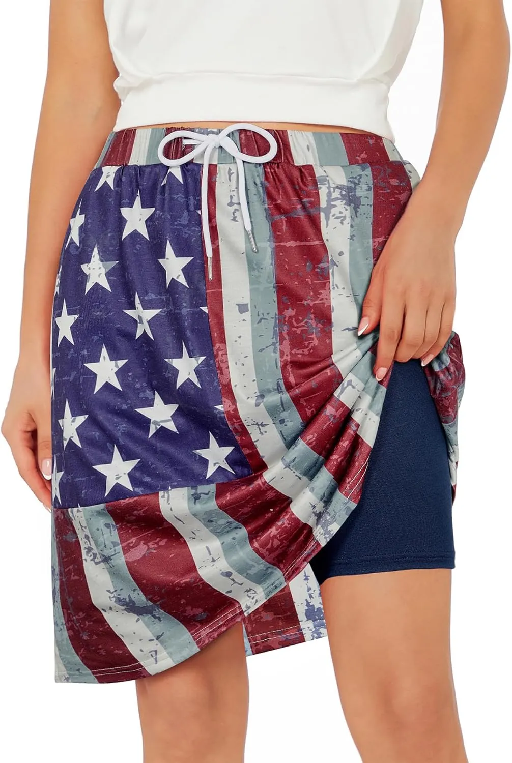 Zando Tennis Skirts for Women with Pockets Athletic Knee Length Golf Casual Skorts Shorts Sports Drawstring Waist Skirt