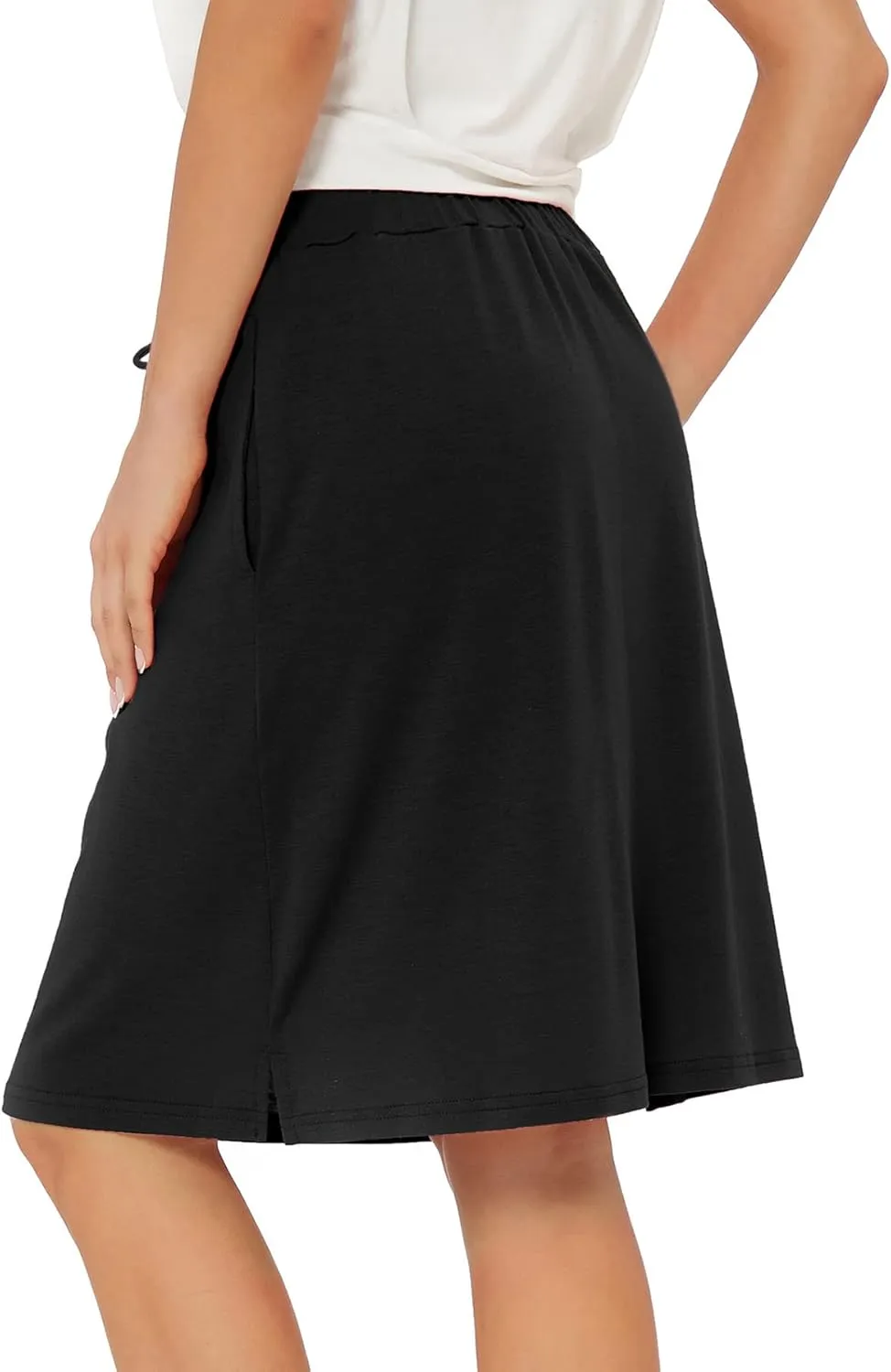 Zando Tennis Skirts for Women with Pockets Athletic Knee Length Golf Casual Skorts Shorts Sports Drawstring Waist Skirt