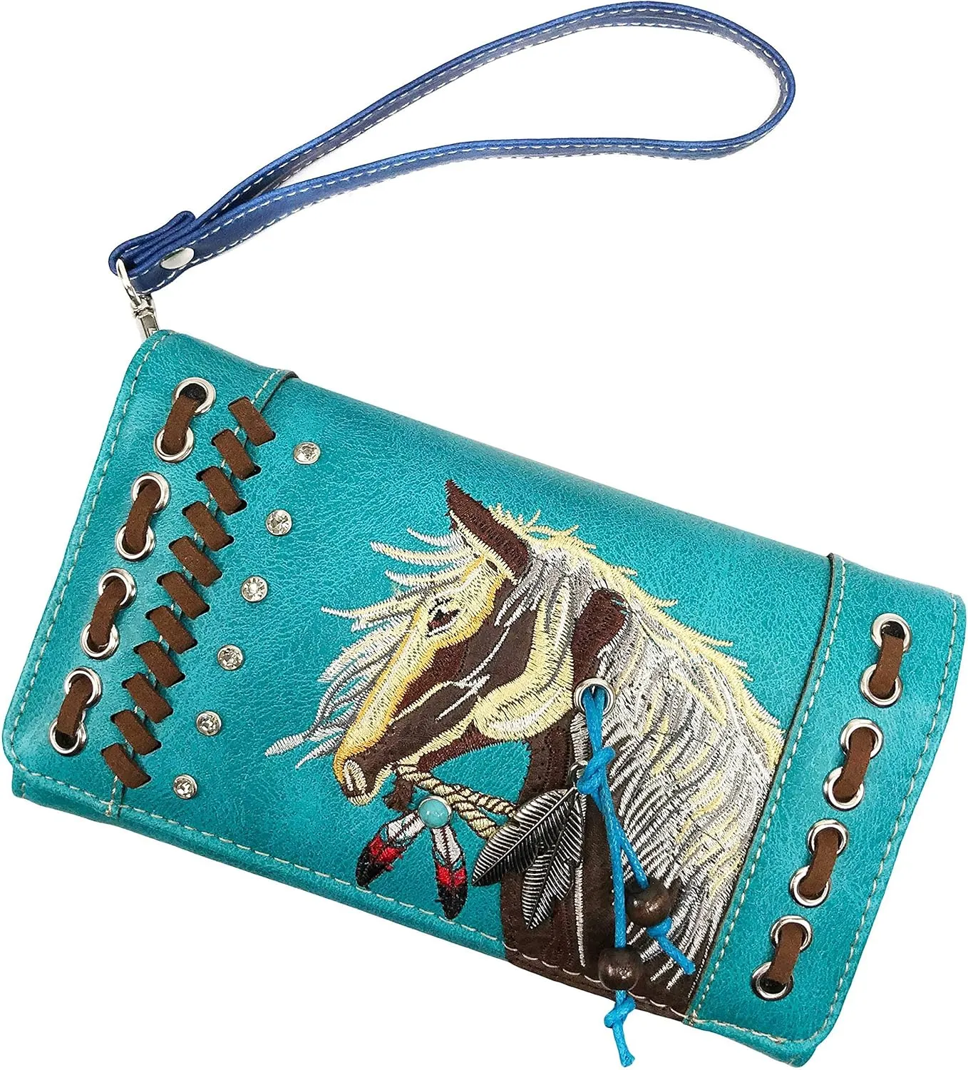 Zelris Dakota Dales Pony Horse Embroidery Mane Western Country Women Conceal Carry Tote Purse with Matching Wallet Set