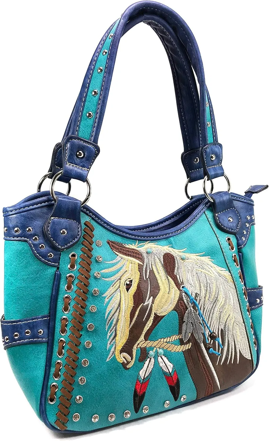 Zelris Dakota Dales Pony Horse Embroidery Mane Western Country Women Conceal Carry Tote Purse with Matching Wallet Set