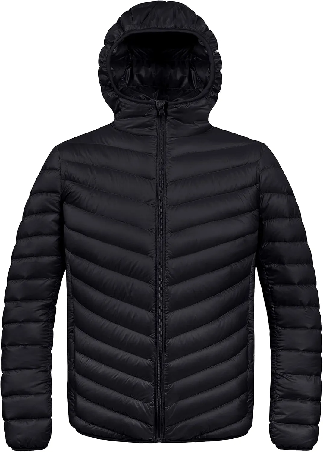 ZSHOW Men's Packable Puffer Jacket Hooded Lightweight Winter Coat for Travel Outdoor Hiking