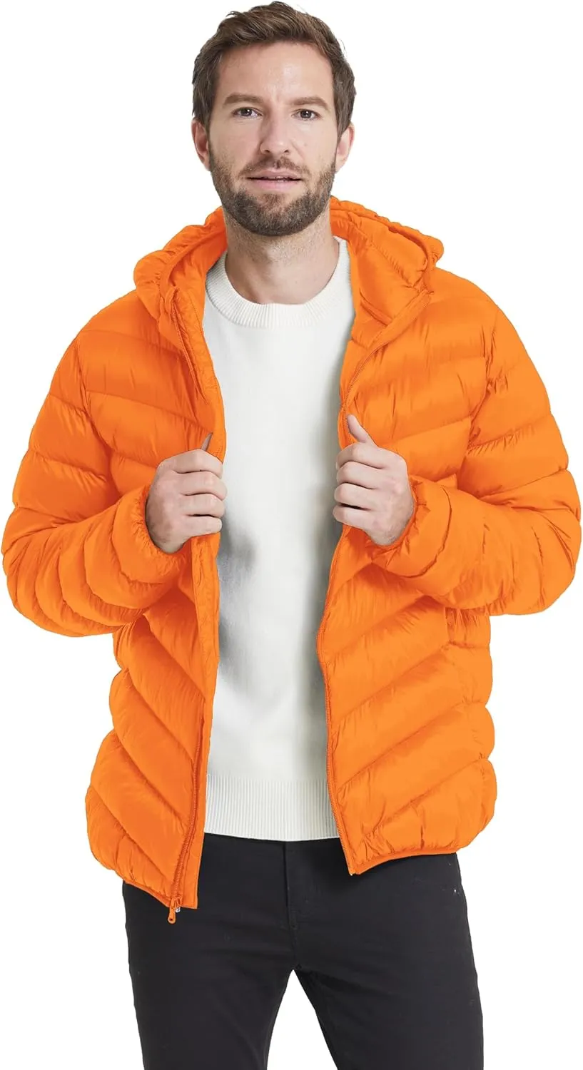 ZSHOW Men's Packable Puffer Jacket Hooded Lightweight Winter Coat for Travel Outdoor Hiking
