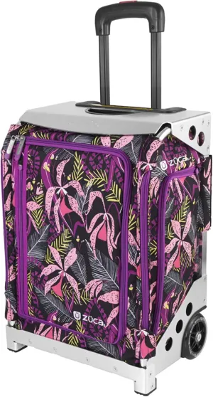 ZUCA Navigator Carry-On Bag with Built-In Seat (Wild Orchid Print, Silver Frame)
