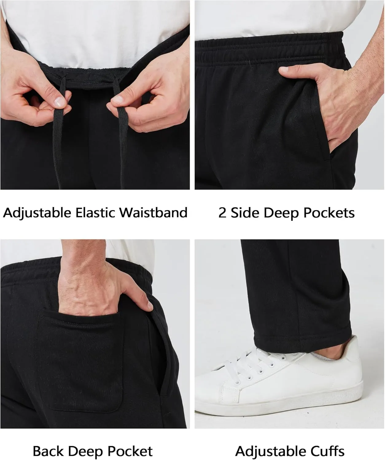 Zylioo Extra Long Sweatpants for Men Tall,Mens Black Sweatpants Long 34 Inch Inseam,Mens Joggers Tall Size