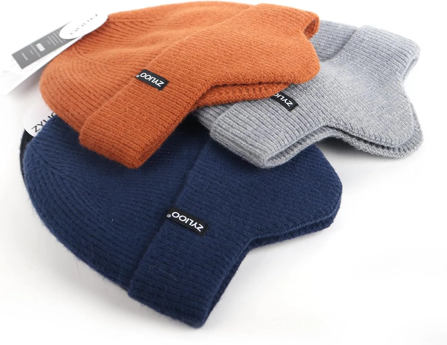 Zylioo Oversize 3XL/2XL/XL/L Beanie Hats with Ear Flap,S/M Fleece Lined Skull Cap,Plus Size Winter Warm Knitted Hats